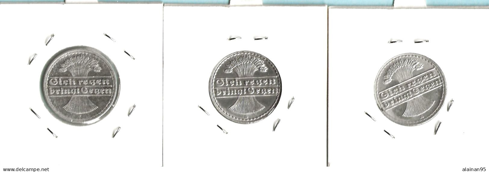 ** ALLEMAGNE ( Weimar ) - 50 Pfennig 1921 + 1922 : Série 7 pièces différentes **