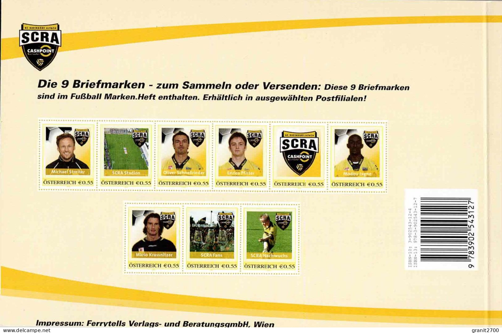 PM Fußball Marken Heft - SCRA 2006 - Cashpoint SCR Altach  Mit 9 Verschiedenen Marken  Lt. Scan Postfrisch - Persoonlijke Postzegels