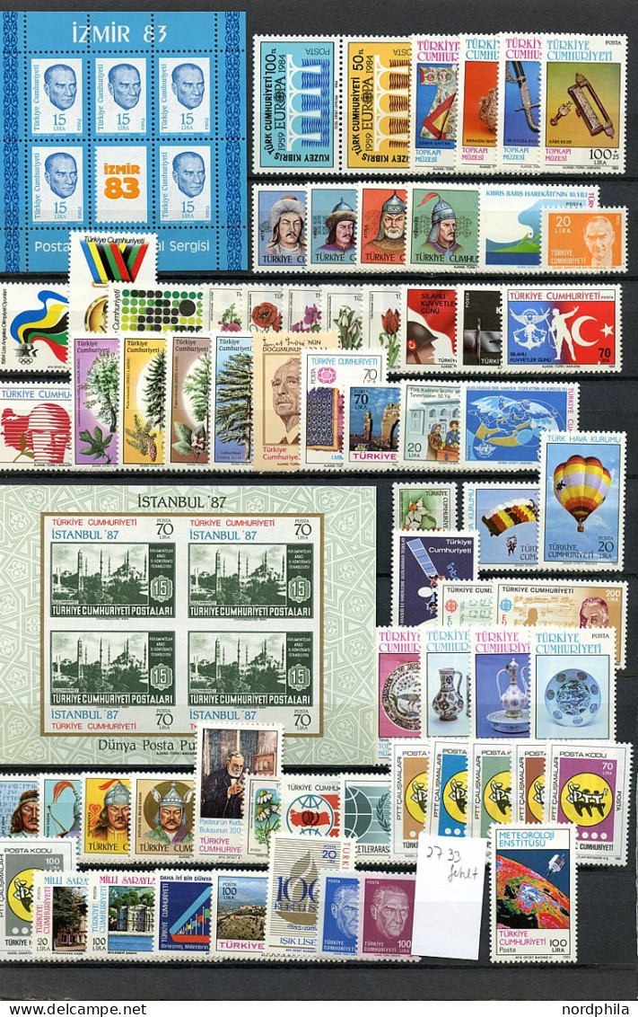 TÜRKEI 1769-2864 , Türkei 1960/1989, Sammlung Ab Nr. 1769 Bis Nr. 2864, Alle Marken Und Blocks Postfrisch. Die Jahrgänge - Other & Unclassified