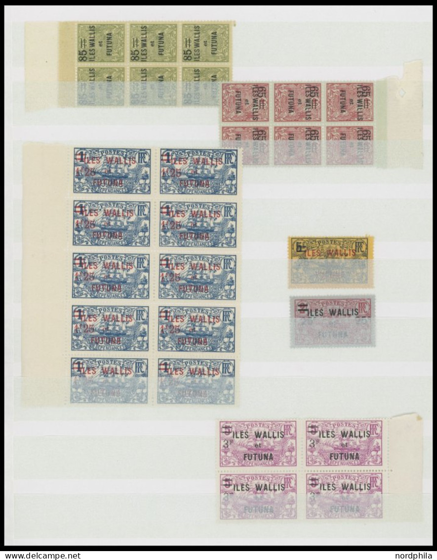 WALLIS- UND FUTUNA-INSELN , , 1920-40, Fast Nur Postfrische Partie Mit überwiegend Blockstücken, Prachterhaltung - Unused Stamps