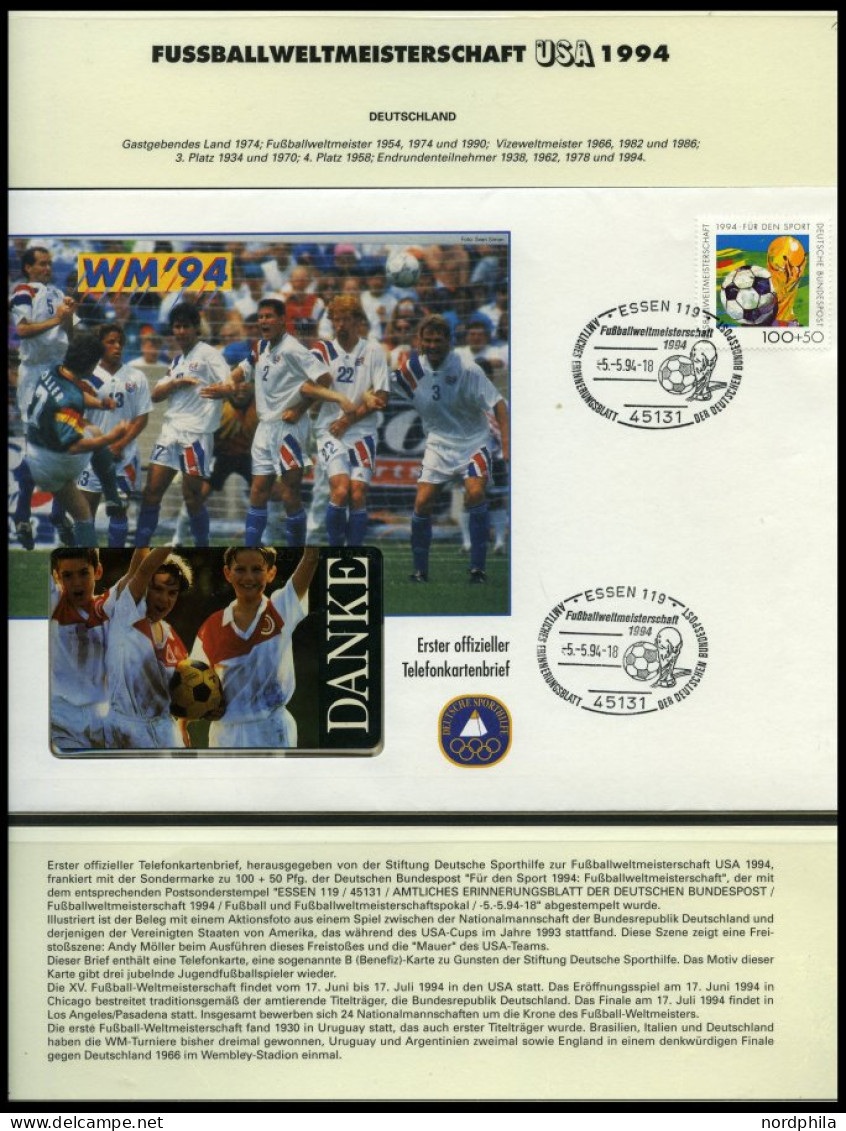 SPORT ,Brief , Fußball-Weltmeisterschaft USA 1994, In 2 Offiziellen Alben Der Dt. Sporthilfe Und Einem Leitzordner, Mit  - Andere & Zonder Classificatie