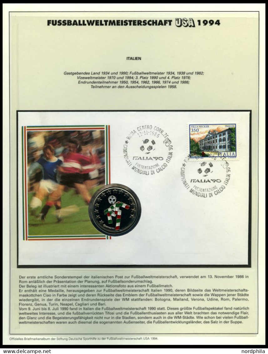 SPORT ,Brief , Fußball-Weltmeisterschaft USA 1994, in 2 offiziellen Alben der Dt. Sporthilfe und einem Leitzordner, mit 