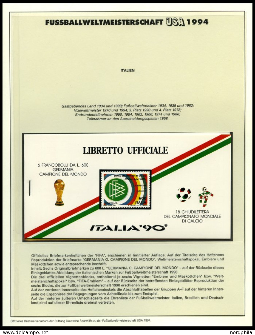 SPORT ,Brief , Fußball-Weltmeisterschaft USA 1994, in 2 offiziellen Alben der Dt. Sporthilfe und einem Leitzordner, mit 