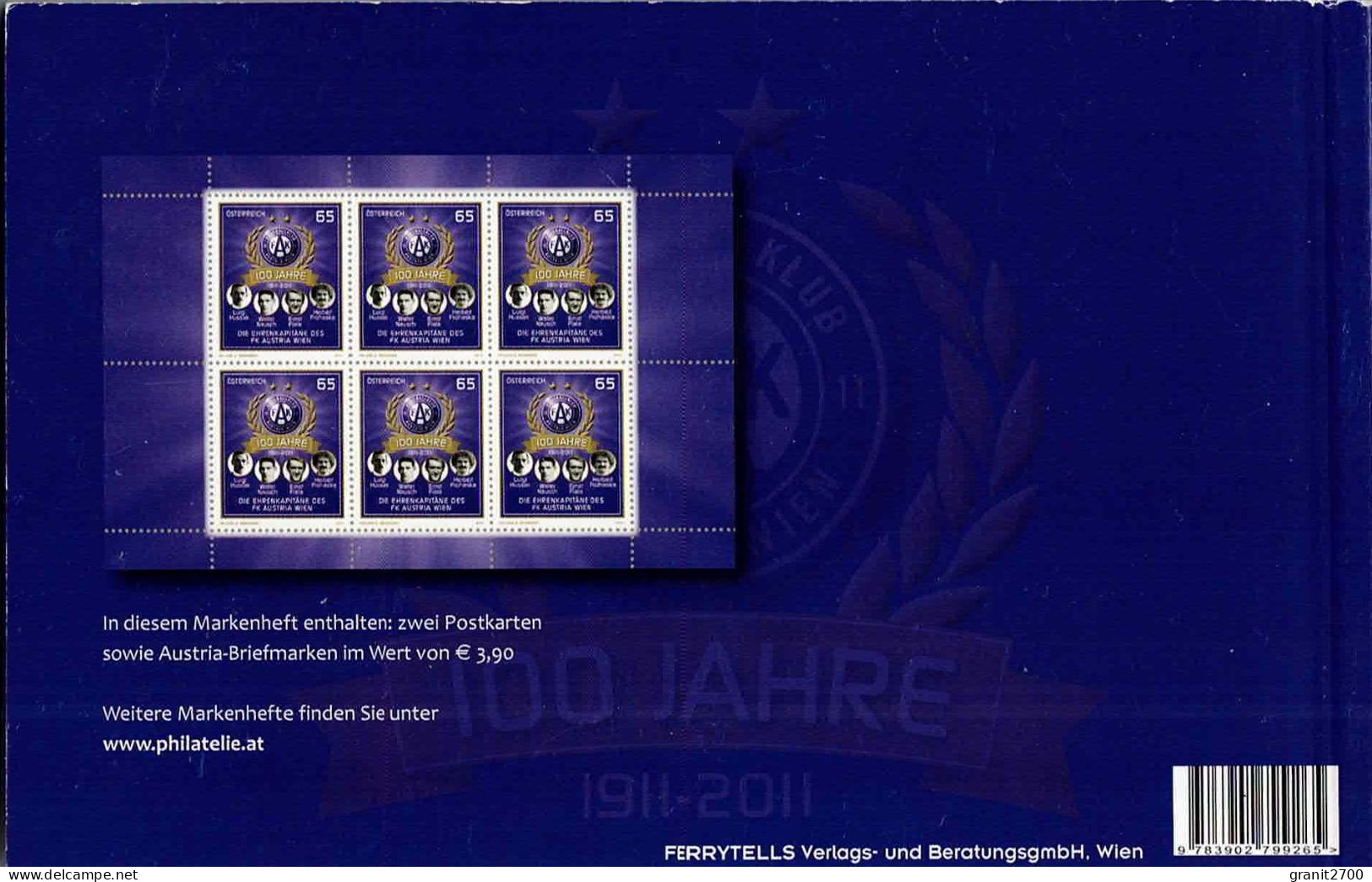 PM Fußball Marken Heft - 100 Jahre FAK Austria Wien Mit 6 Verschiedenen Marken  Lt. Scan Postfrisch - Personalisierte Briefmarken