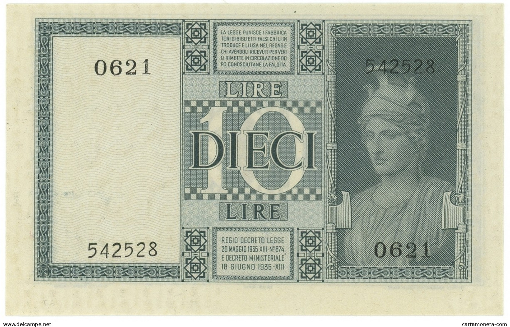 10 LIRE BIGLIETTO DI STATO VITTORIO EMANUELE III FASCIO 1939 XVIII FDS-/FDS - Andere