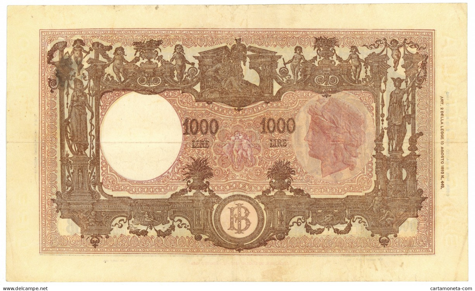 1000 LIRE BARBETTI GRANDE M TESTINA RETRO BI RSI 06/03/1944 BB - Regno D'Italia - Altri