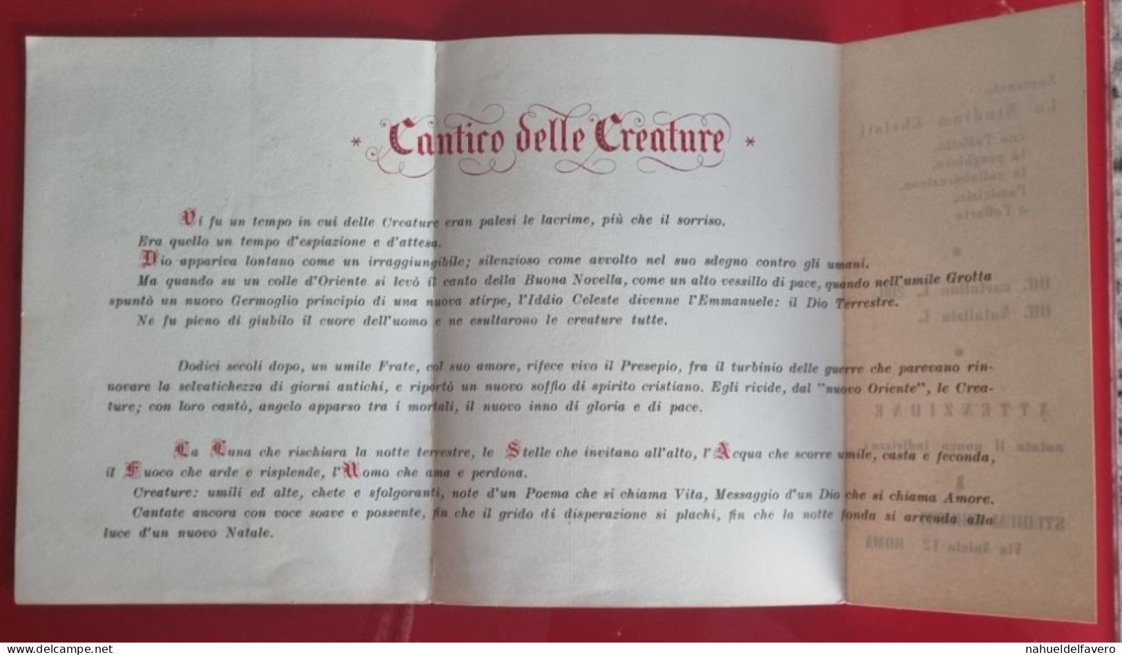CANTICO DELLE CREATURE - STADIUM CHRISTI, ROMA, ITALIA - RELIGIONE CATOLICA - Other Products