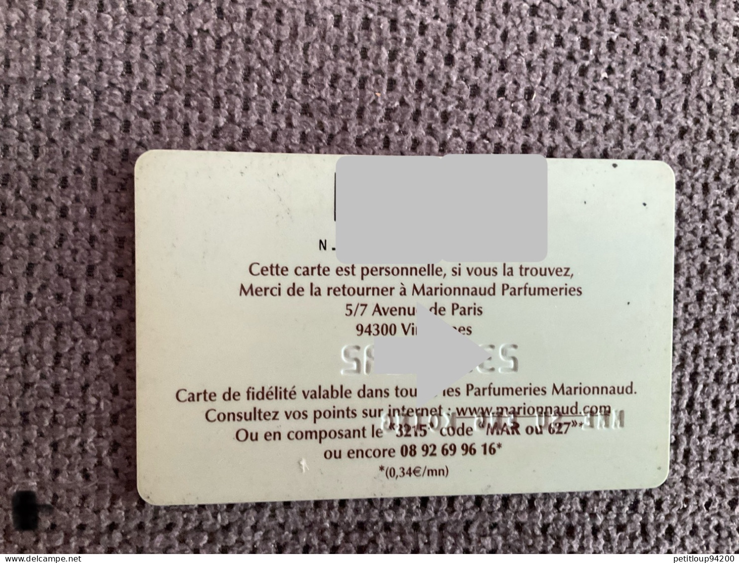 CARTE  DE FIDELITE  Parfumeries  MARIONNAUD - Cartes De Fidélité Et Cadeau