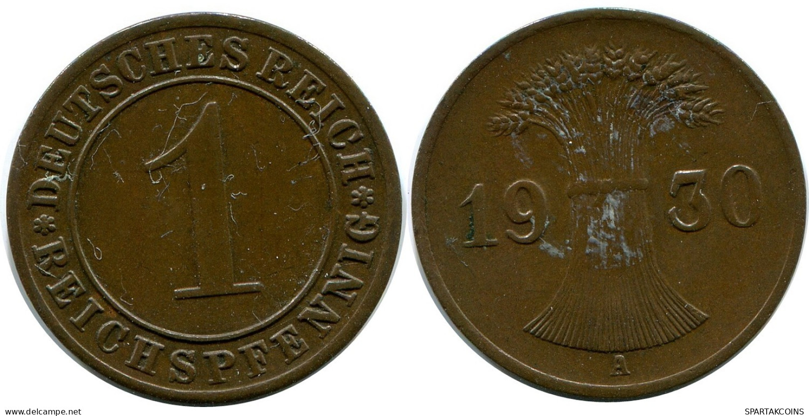 1 REICHSPFENNIG 1930 A ALEMANIA Moneda GERMANY #DB785.E.A - 1 Rentenpfennig & 1 Reichspfennig