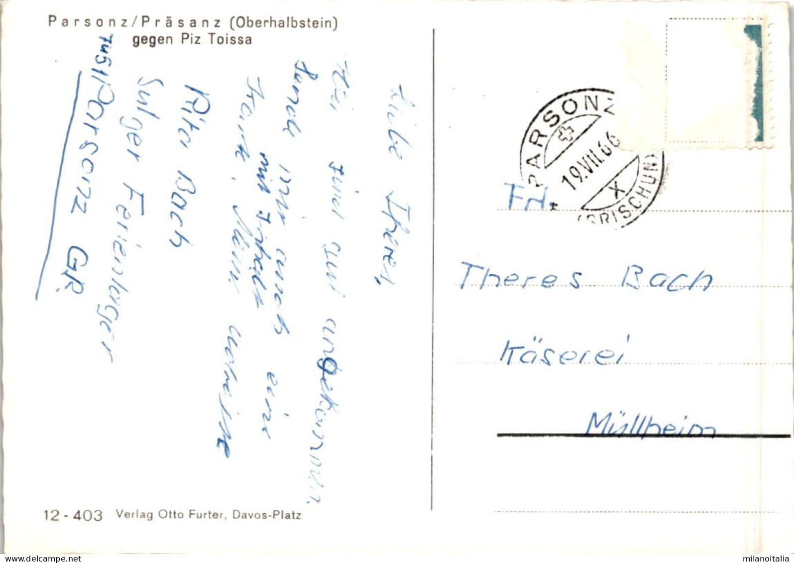 Parsonz/Präsanz (Oberhalbstein) Gegen Piz Toissa (12-403) * 19. 7. 1966 - Riom-Parsonz