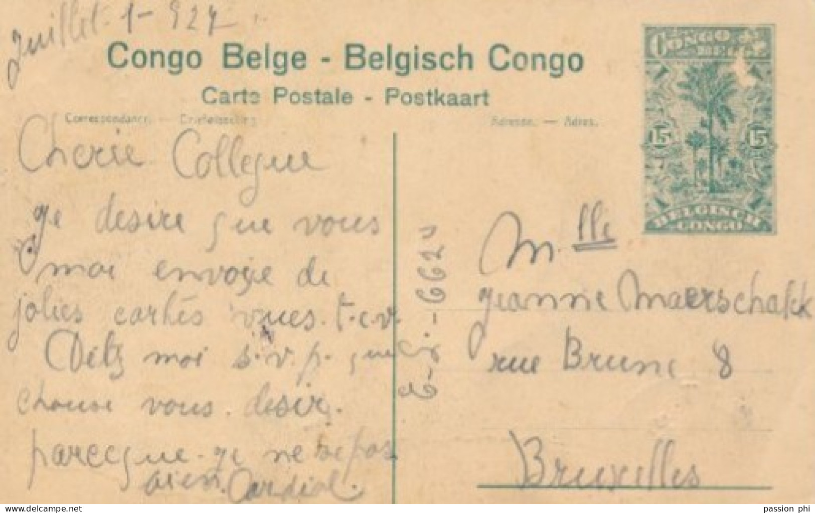 BELGIAN CONGO PPS SBEP 61 VIEW 111 USED - Stamped Stationery