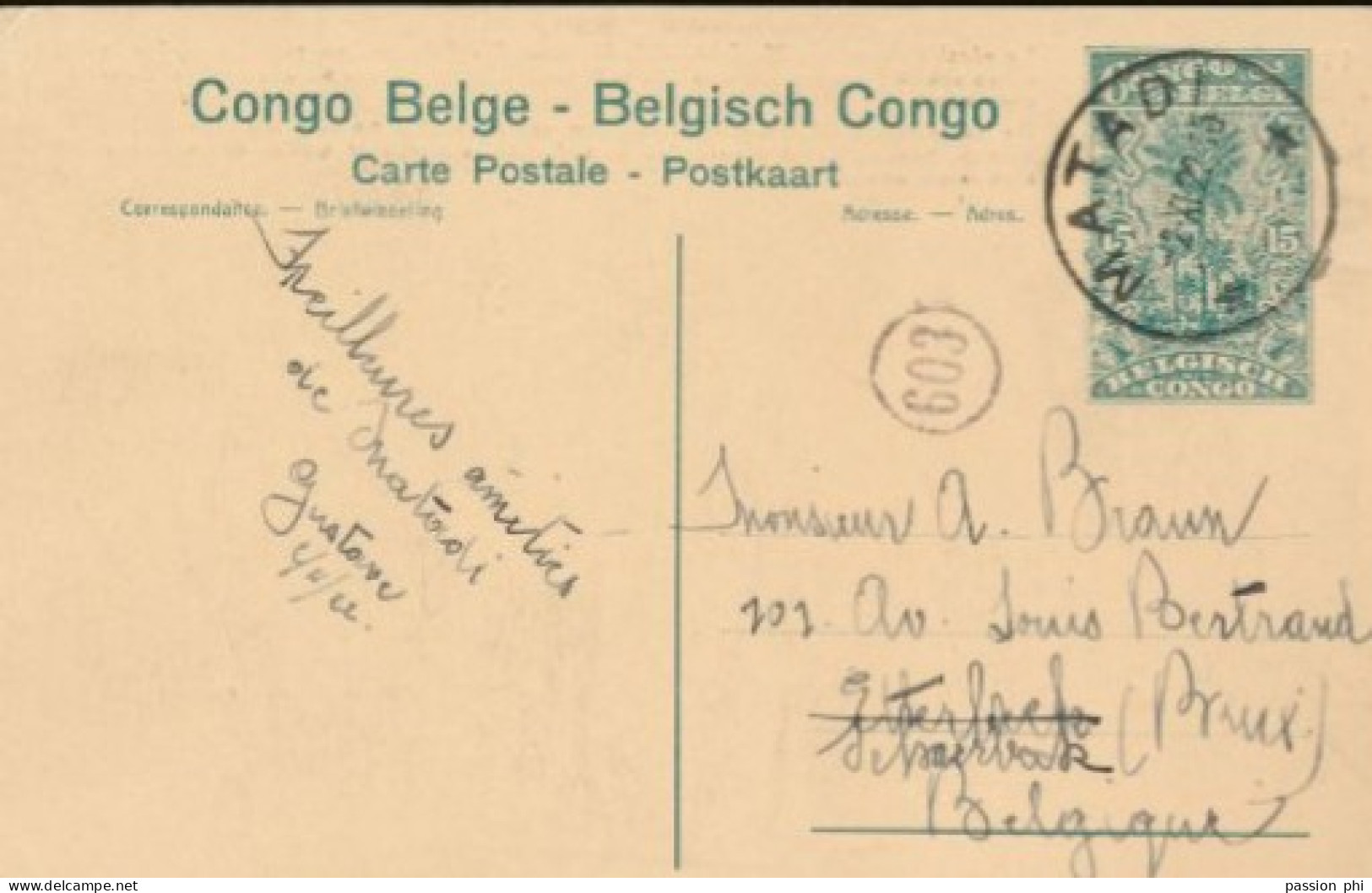 BELGIAN CONGO PPS SBEP 61 VIEW 114 USED - Stamped Stationery