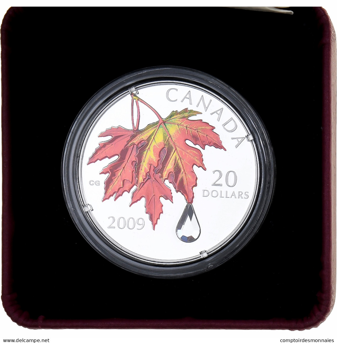 Canada, 20 Dollars, Goutte De Cristal, 2009, Royal Canadian Mint, Colorisé - Canada