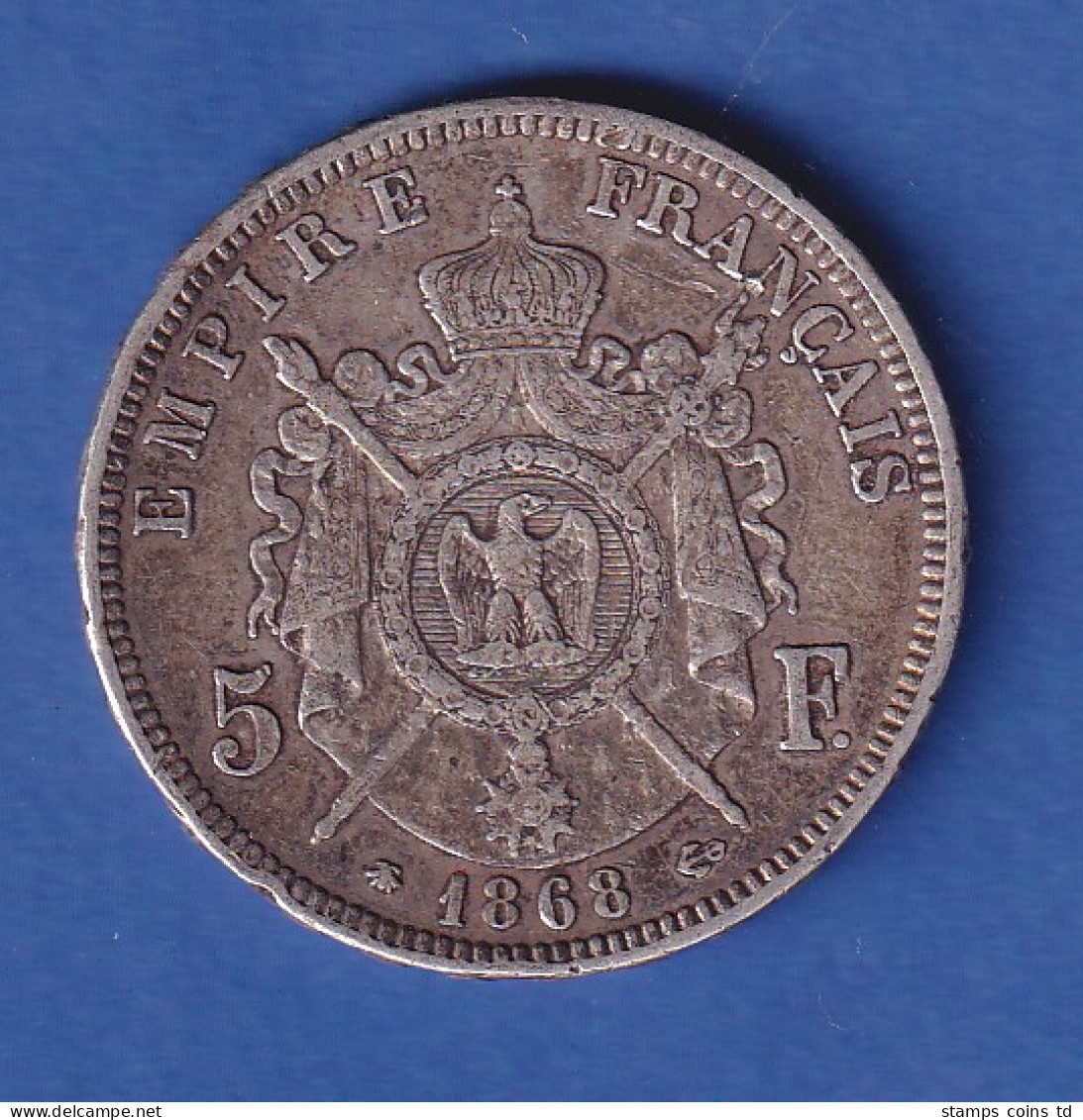 Frankreich Silbermünze 5 Franc Napoleon III. 1868 - Other & Unclassified