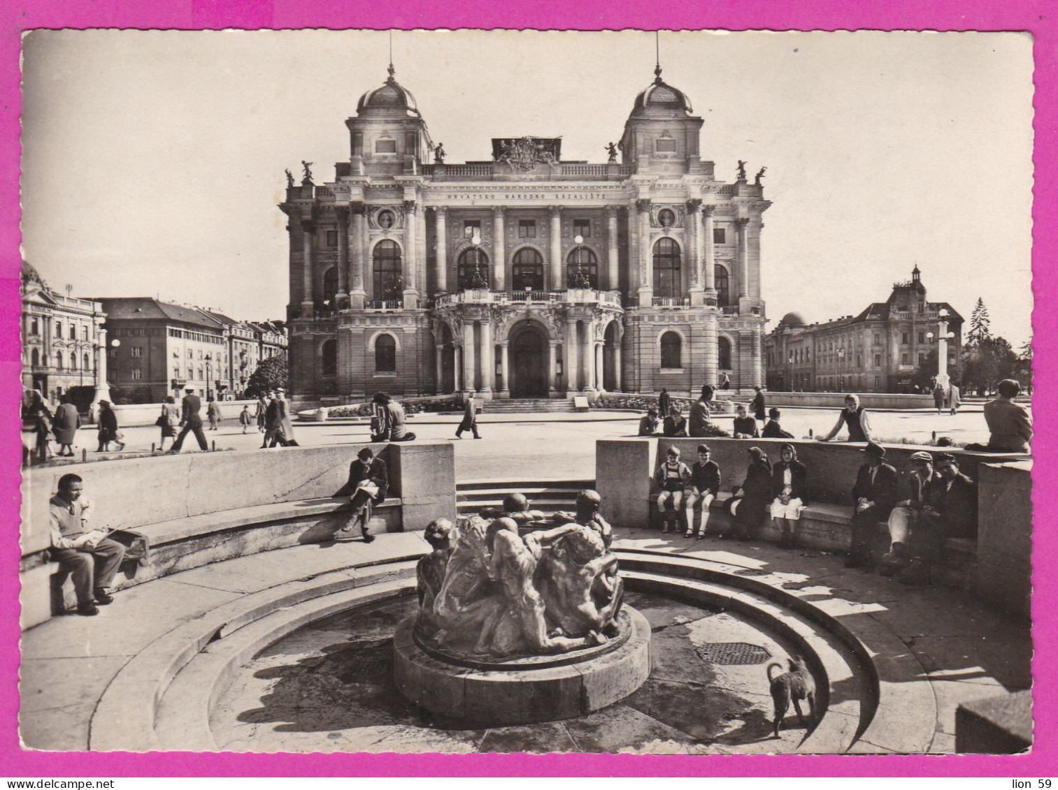 294835 / Yugoslavia Zagreb (Croatia) National Theatre PC 1957 USED 17Din National Economy Cattle Horse Sheep , Flamme... - Cartas & Documentos