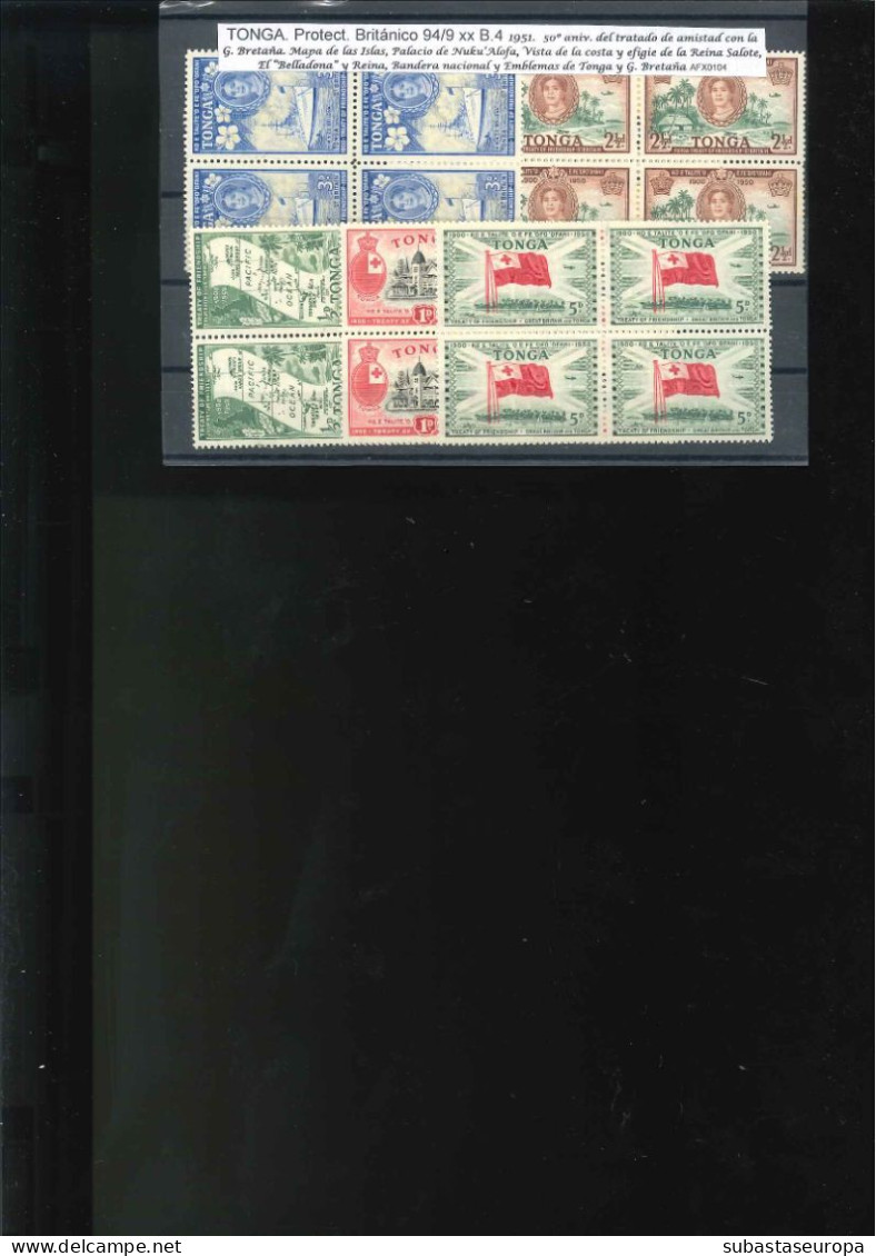 TONGA. Ø/* 1A, 2A, 3N, 5A/B, * 21/24, 52, 53/58, 70/72 Y 94/99 (bloques De 4). - Tonga (...-1970)