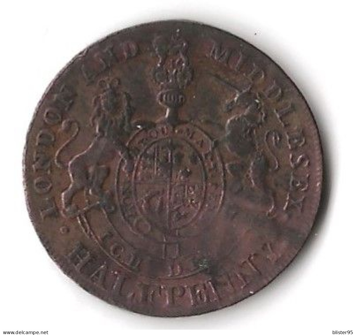 Angleterre 1/2 Penny George III Middlesex Prince Of Wales 1794 Cuivre - Andere & Zonder Classificatie