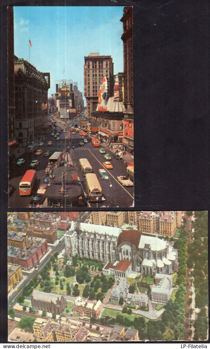 United States - Lot Of 4 Postcards Color - New York - Places And Landmarks - Plaatsen & Squares