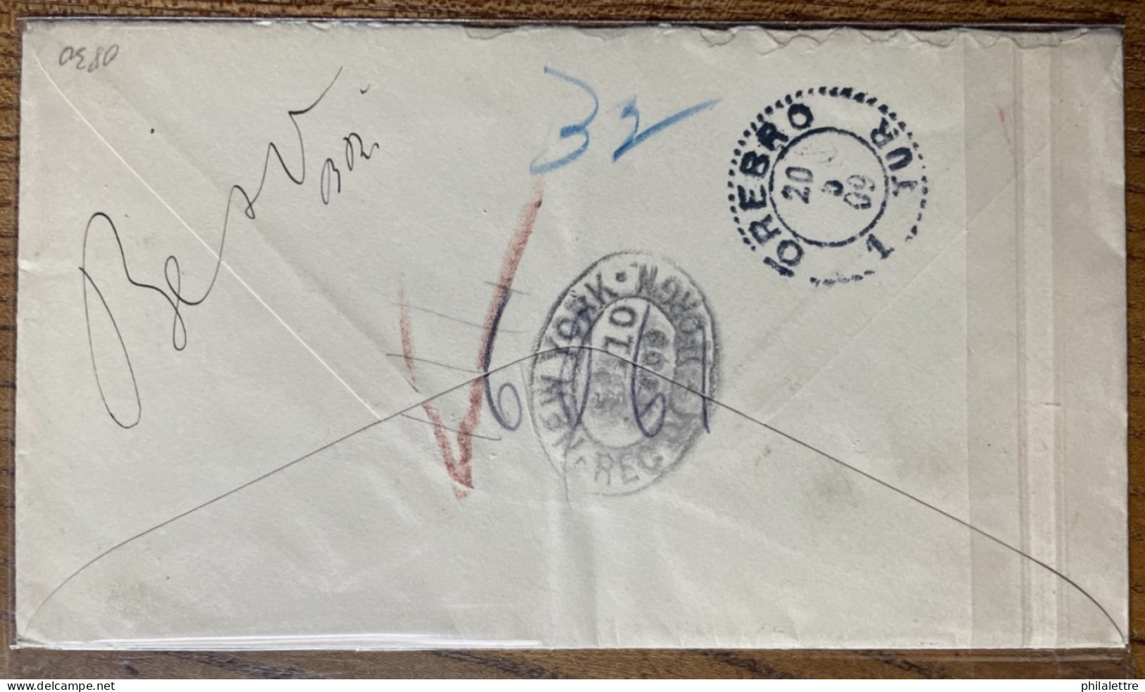 USA - 1909 Postal Envelope Sc.U411 Uprated With Sc.308 REGISTRED From CARLSTAD BRANCH, RUTHERFORD NJ To ÖREBRO, Sweden - Lettres & Documents