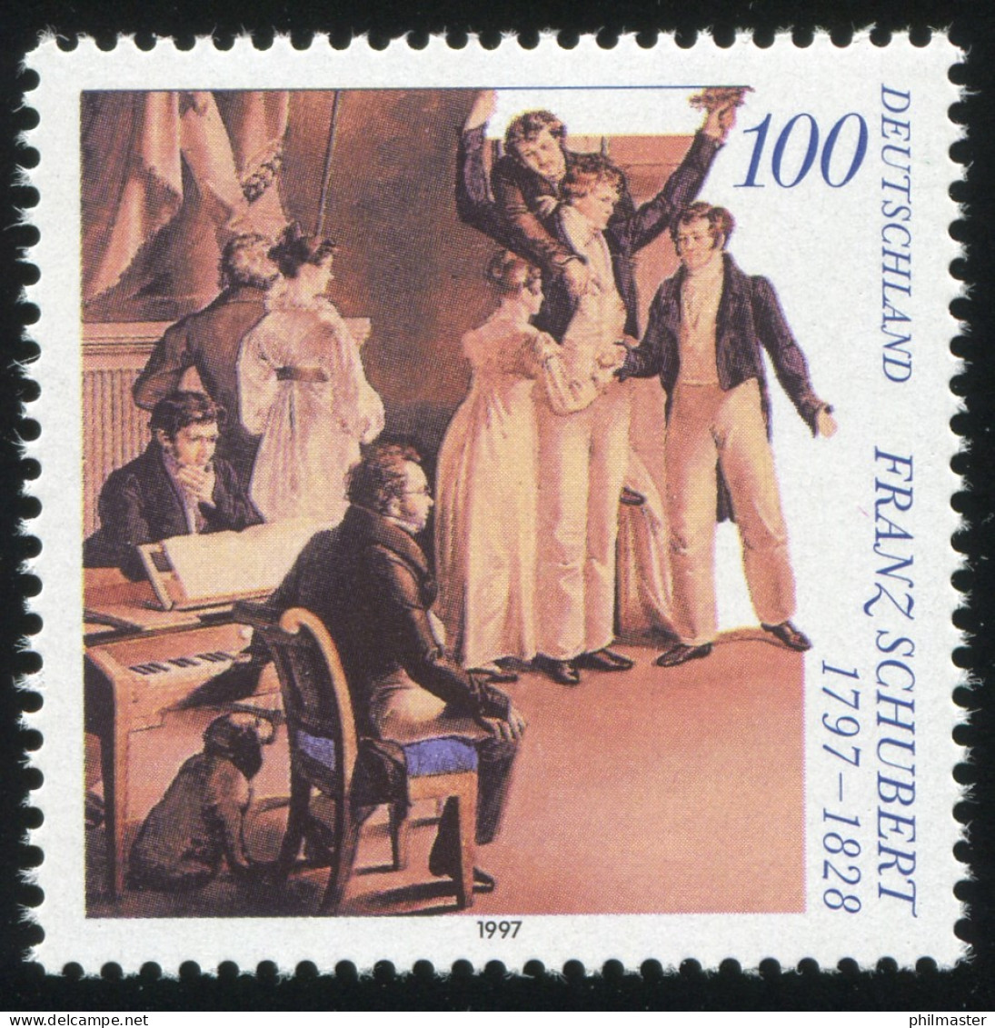 1895 Franz Schubert Mit PLF Roter Strich Unter RA Von FRANZ, Feld 6, ** - Plaatfouten En Curiosa