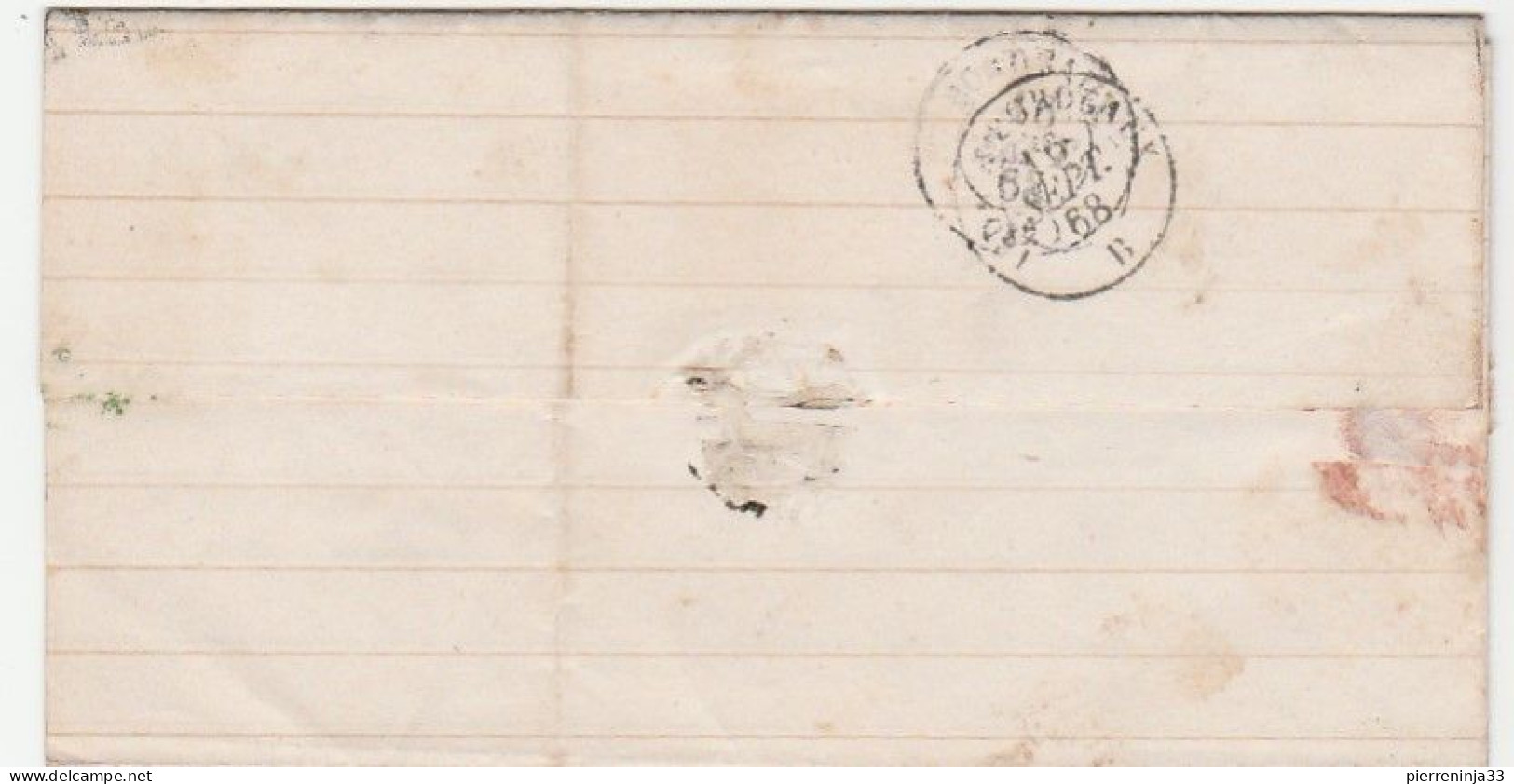 Lettre Avec Napoléon N°29, Cachet Perlé "Saugnac Et Muret" Landes, GC 4918, Ind18 (340e), Cachet "OR" - 1863-1870 Napoléon III Con Laureles