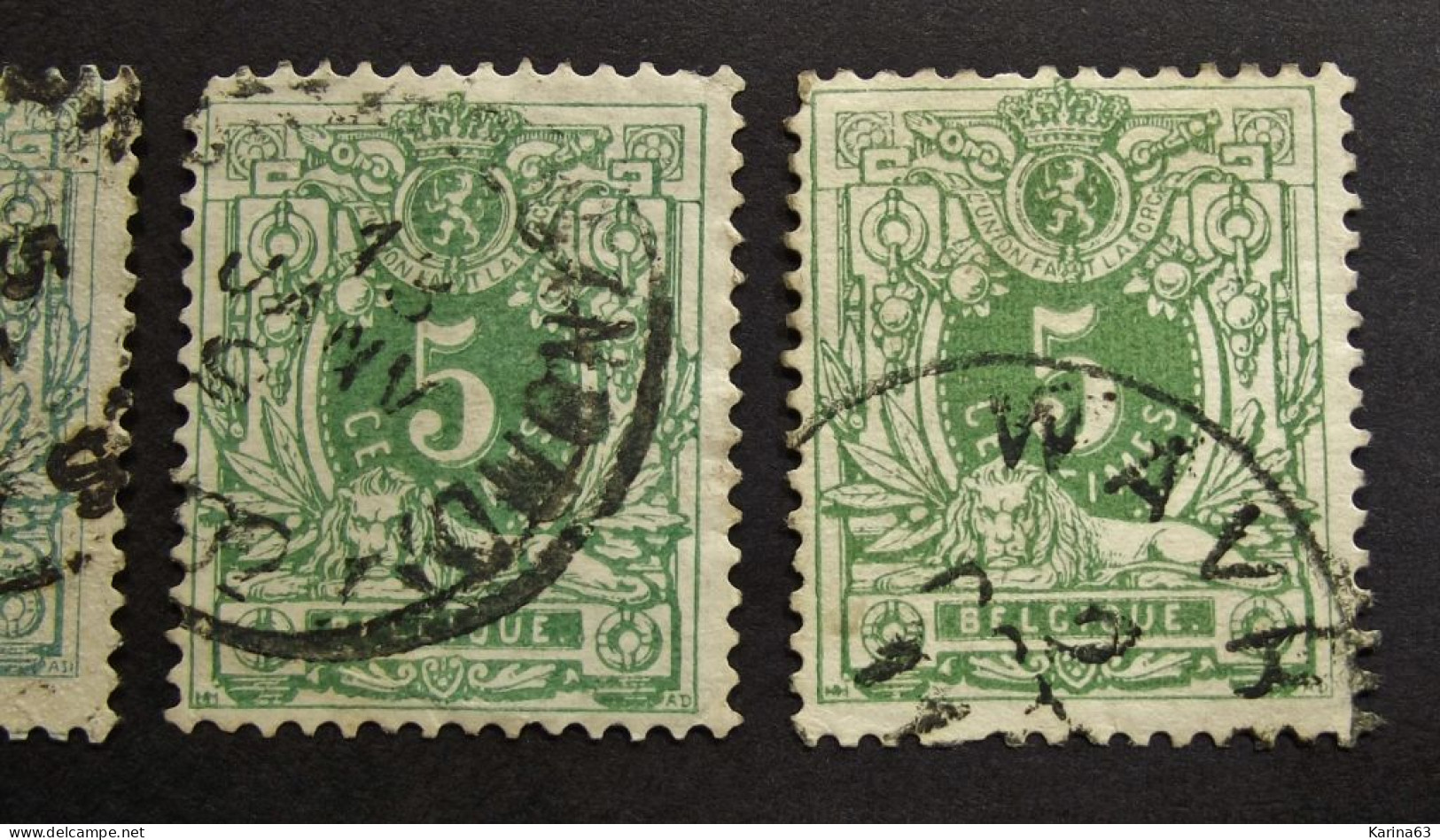 België - Belgique  - 1884-88  OPB/COB  ° 45 Liggende Leeuw  ( Lot 4 Exempl. ) - Obl. - 1869-1888 Lion Couché