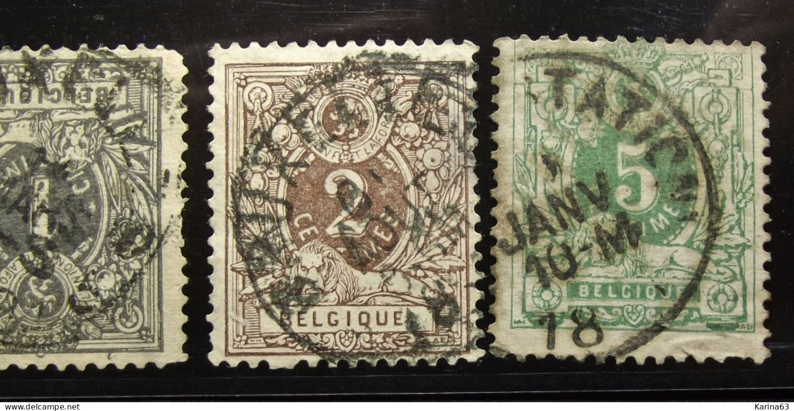 België - Belgique  - 1884-88  OPB/COB  °42 -  43 - 44 - 45 - Liggende Leeuw  ( Lot 4 Exempl. ) - Obl. - 1869-1888 Lion Couché (Liegender Löwe)