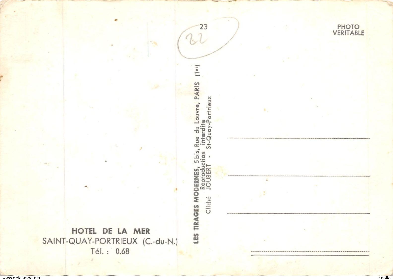 P-24-T.K: 6364 : SAINT-QUAY-PORTRIEUX. HOTEL RESTAURANT DE LA MER - Saint-Quay-Portrieux