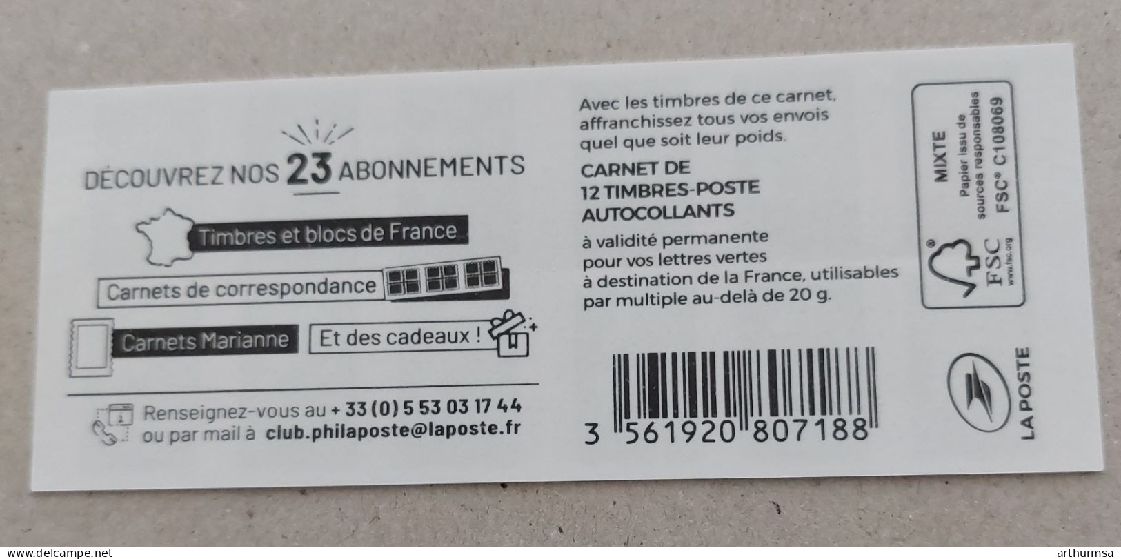 Carnet FAUX Marianne L'engagée 12 TP Lettre Verte "23 Abonnements" - Moderni : 1959-…