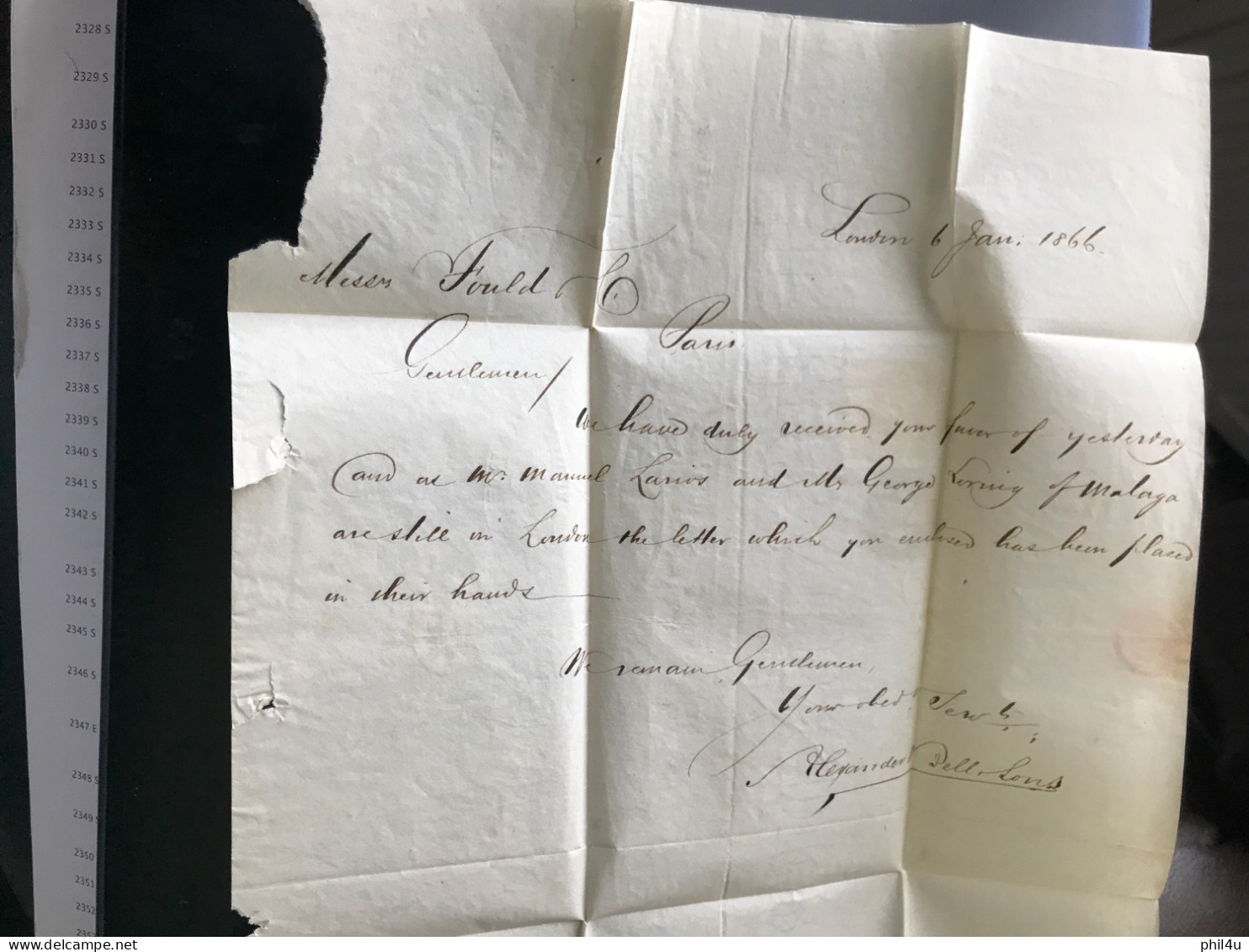 1866 letter sent to Paris see Photos