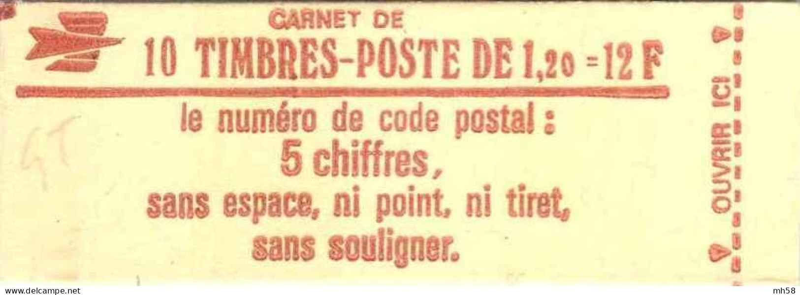 FRANCE - Carnet Conf. 5 - 1f20 Sabine Rouge - YT 1974 C2a / Maury 411b - Modernos : 1959-…