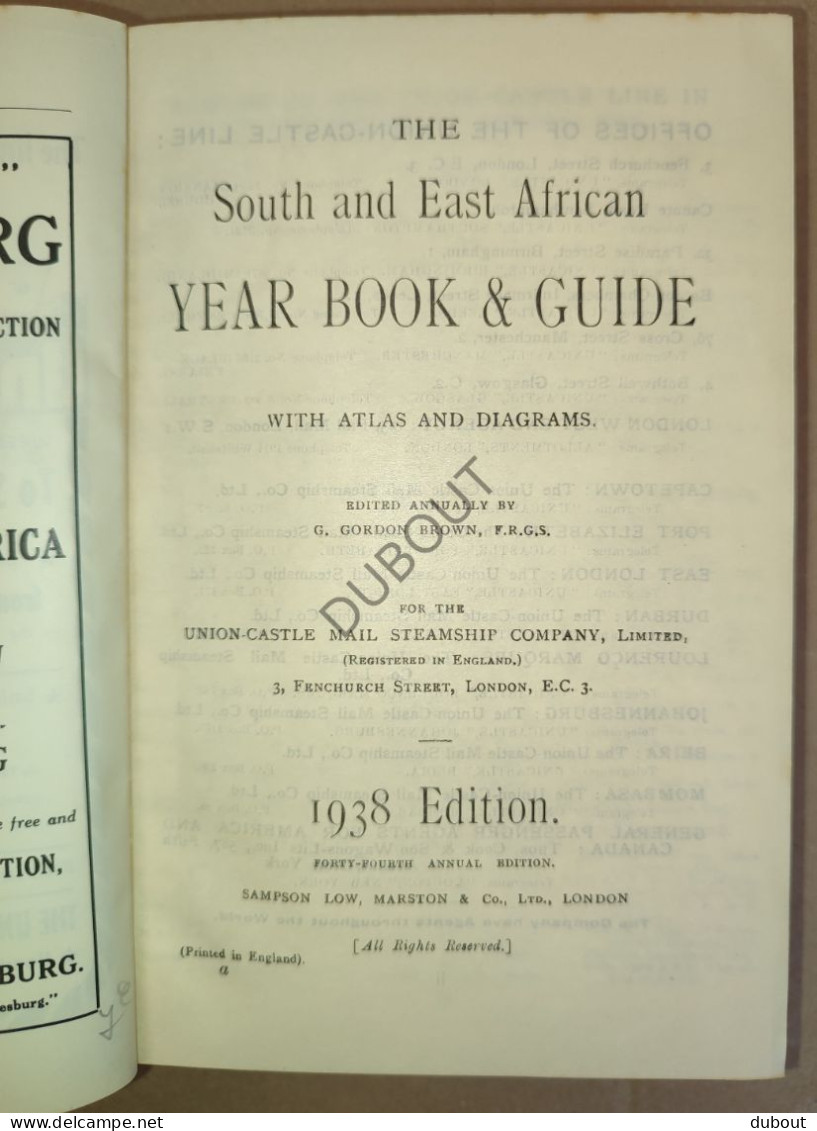 South and East African Year Book and Guide 1938 met talrijke kaarten achteraan  (W279)