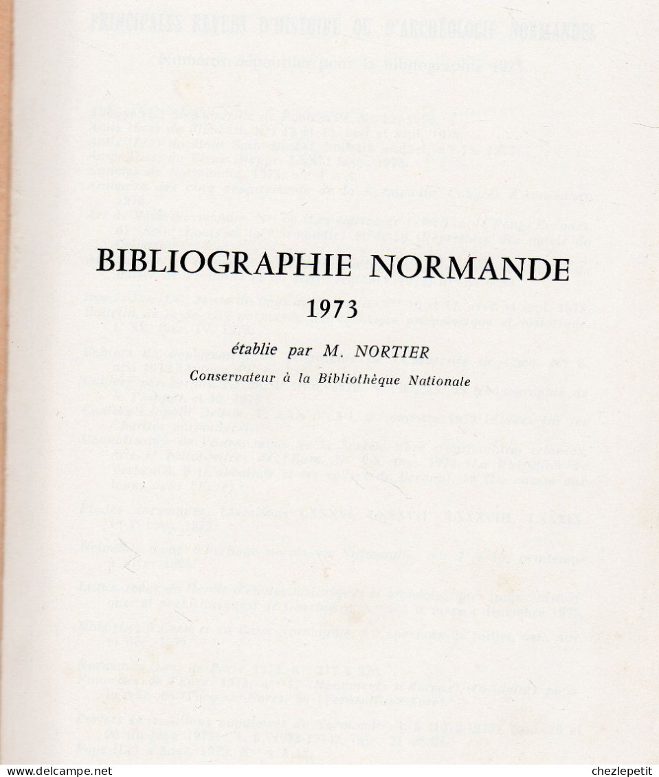 ANNALES DE NORMANDIE 1974 Bibliographie Normande 1973 - Normandië