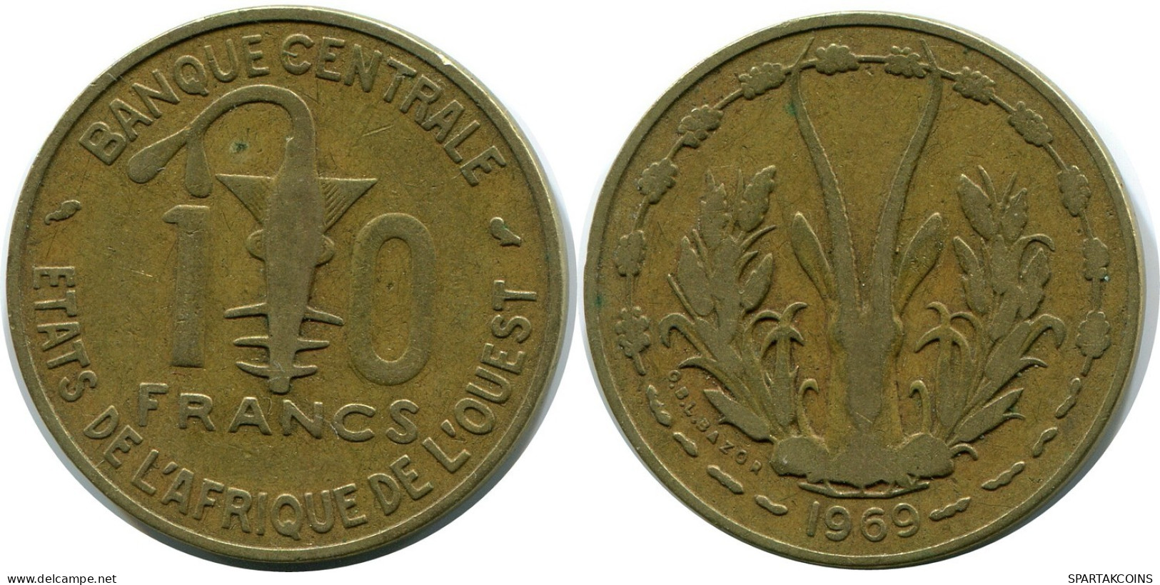 10 FRANCS CFA 1969 WESTERN AFRICAN STATES (BCEAO) Pièce #AR857.F.A - Otros – Africa