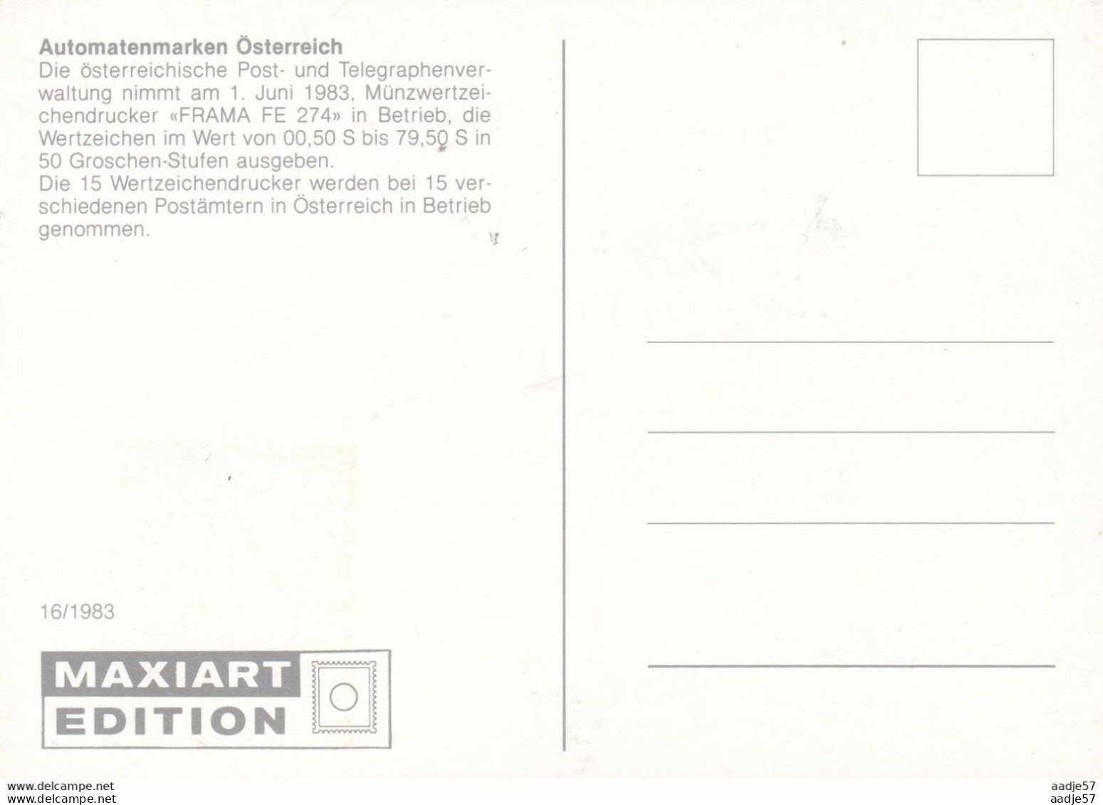 Austria Osterreich 1983 Automaten Marken 6.00 Sh FDC Maximum Card - Cartes-Maximum (CM)