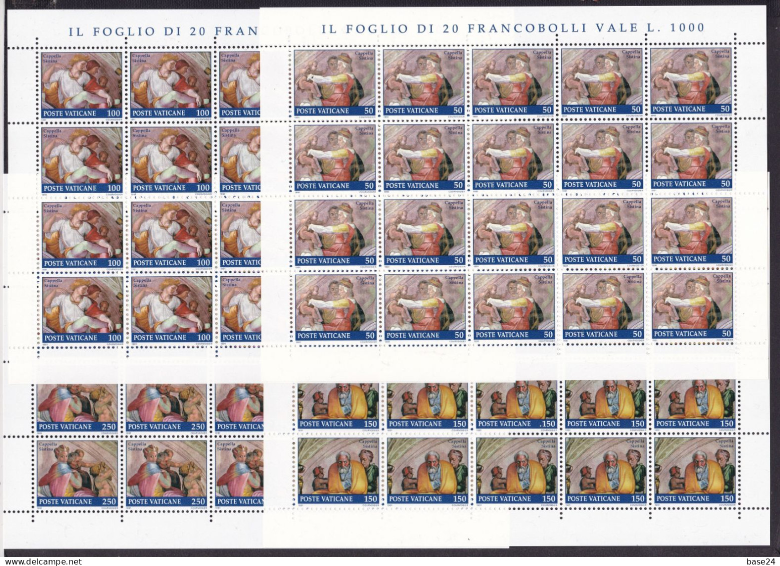 1991 Vaticano Vatican CAPPELLA SISTINA  SISTINE CHAPEL 20 Serie Di 12v. MNH** In Foglio 12 Sheets MICHELANGELO Painting - Ungebraucht