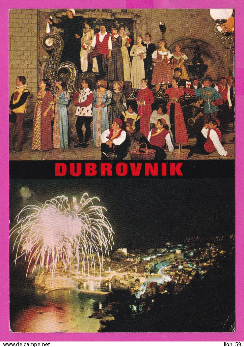 294899 / Yugoslavia Dubrovnik (Croatia) Night Actors Teatre Fireworks PC 1986 USED 100(Din) Bus Postman Postal Services - Briefe U. Dokumente