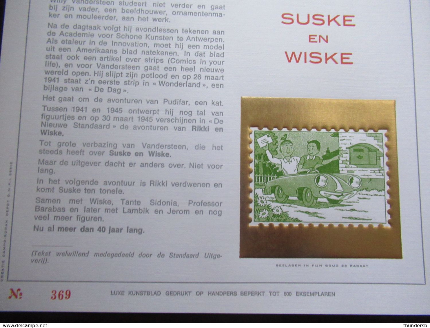 2264 'Jeugdfilatelie: Saske En Wiske' - Luxe Kunstblad - Herdenkingsdocumenten