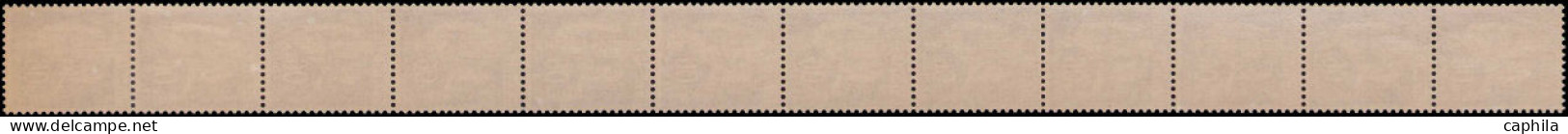 FRANCE Roulettes ** - 36, Bande De 11 Verticale: 90c. Paix Outremer - Cote: 1000 - Coil Stamps