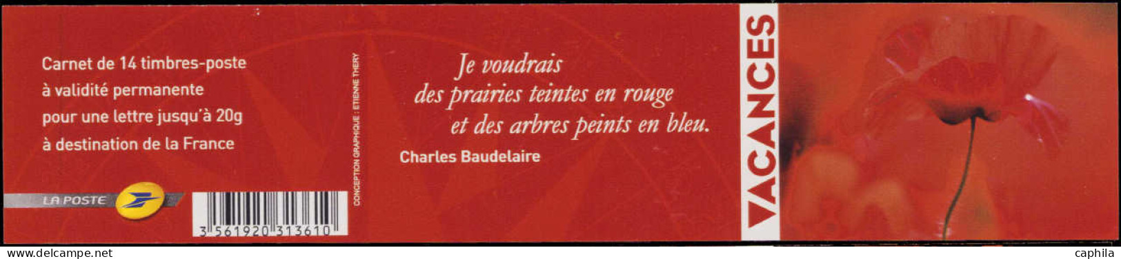 FRANCE Autoadhésifs ** - BC 315, Carnet Complet, Non Dentelé: Vacances (Spink 331Aa) - Cote: 500 - Military Airmail