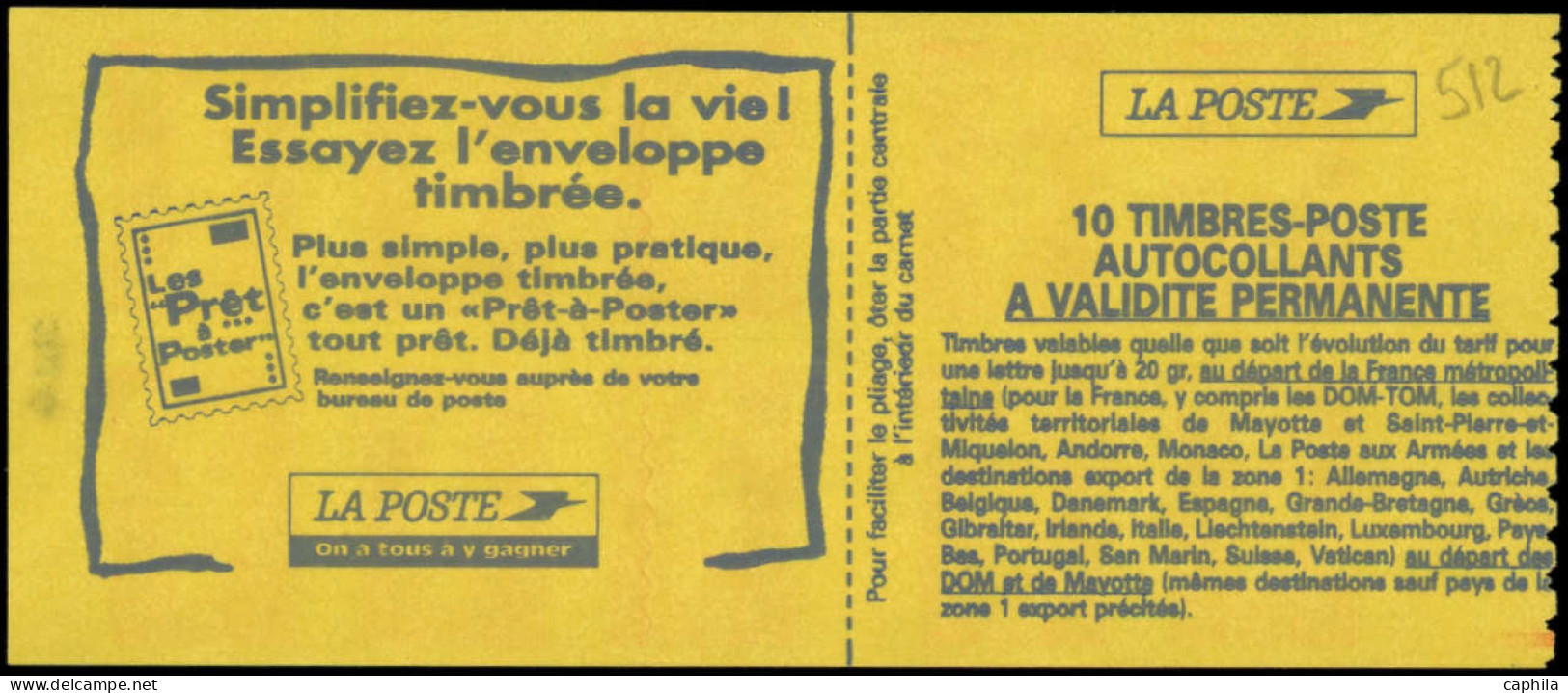 FRANCE Carnets ** - 2874-C6b, Une Paire Prédécoupe Inversée: TVP Rouge - Cote: 76 - Other & Unclassified