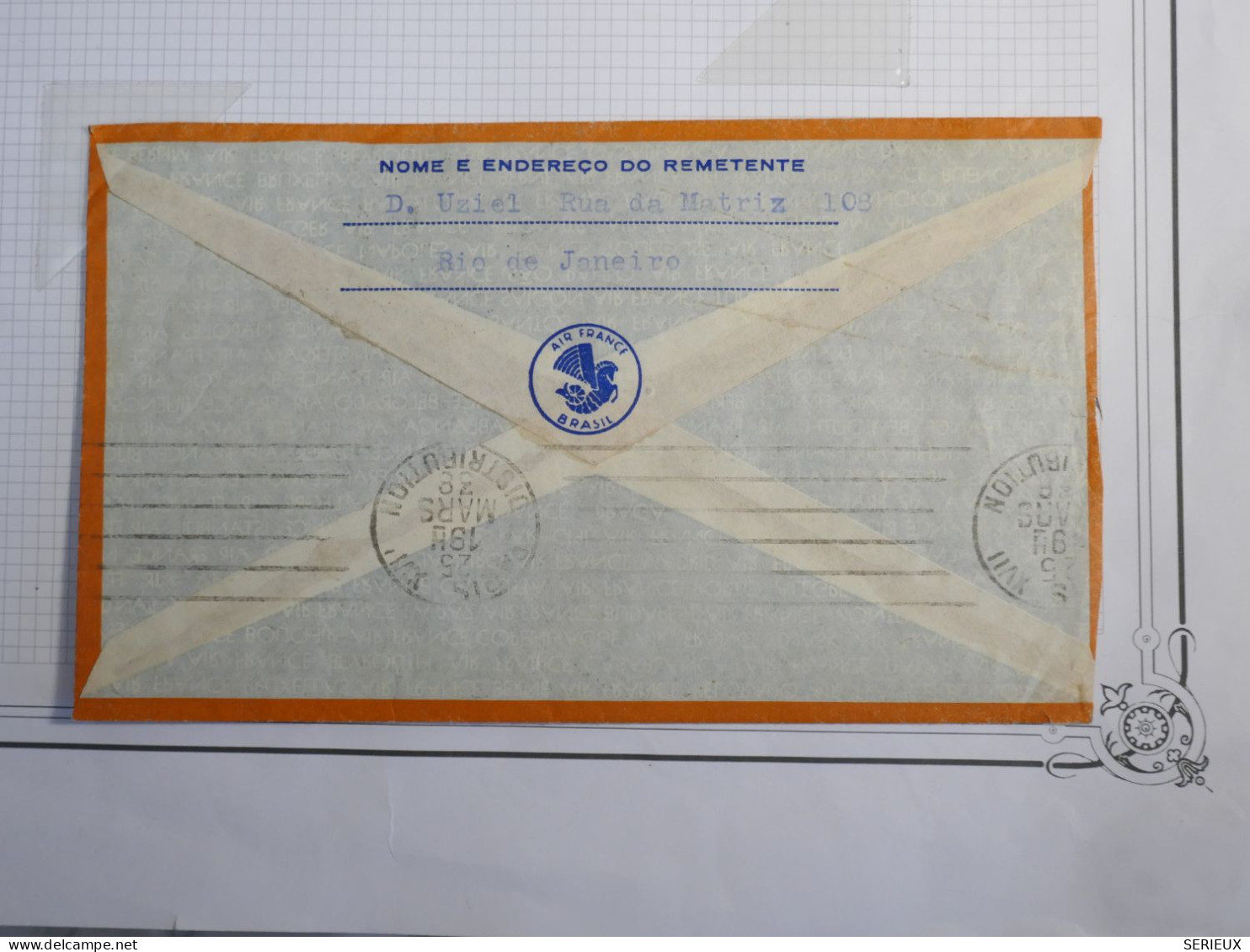 C BRESIL   LETTRE AIR FRANCE     1933 RIO    A PARIS FRANCE    ++AFF. INTERESSANT + - Briefe U. Dokumente