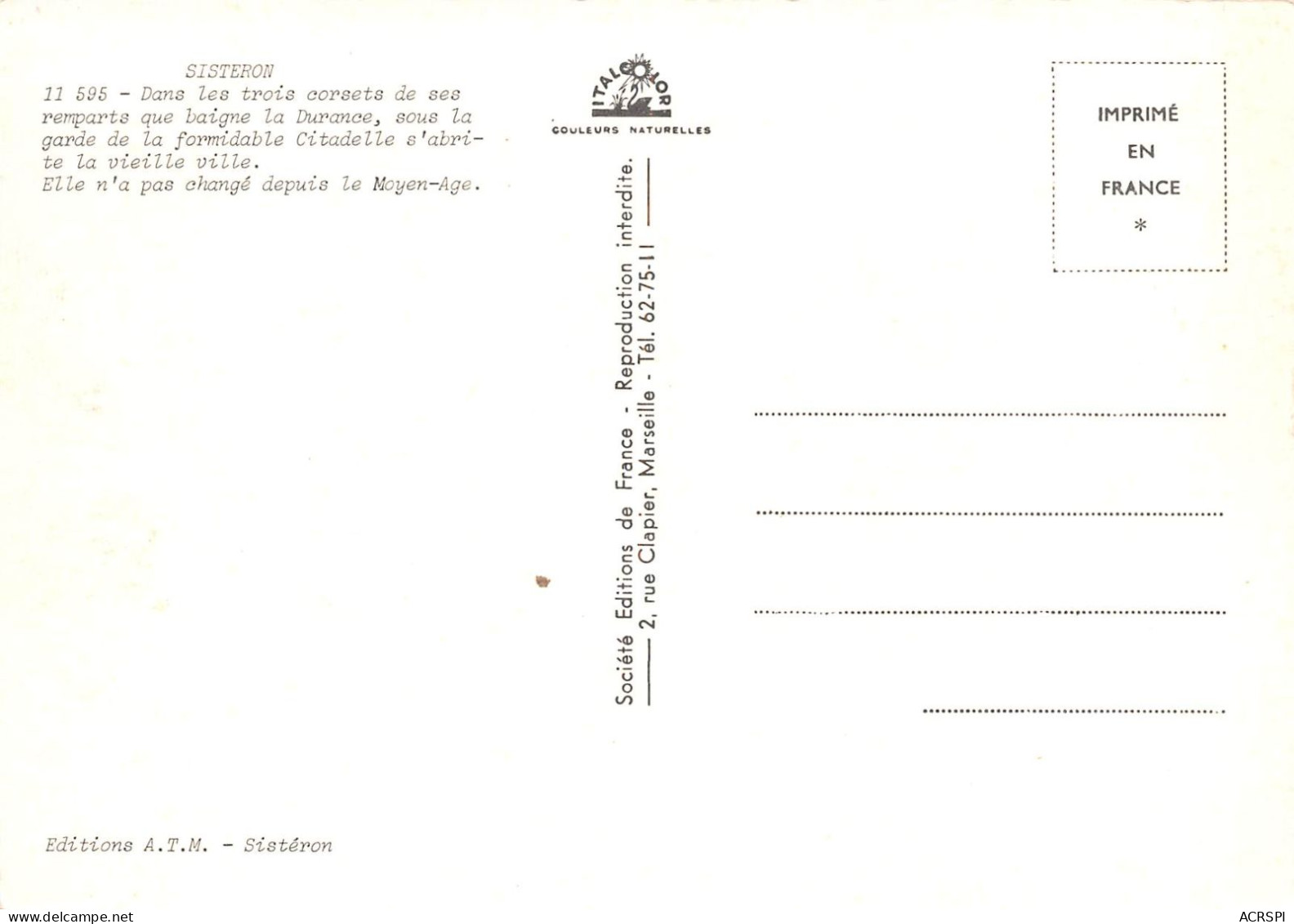 04 SISTERON Vue Générale 24 (scan Recto Verso)MA006UND - Sisteron