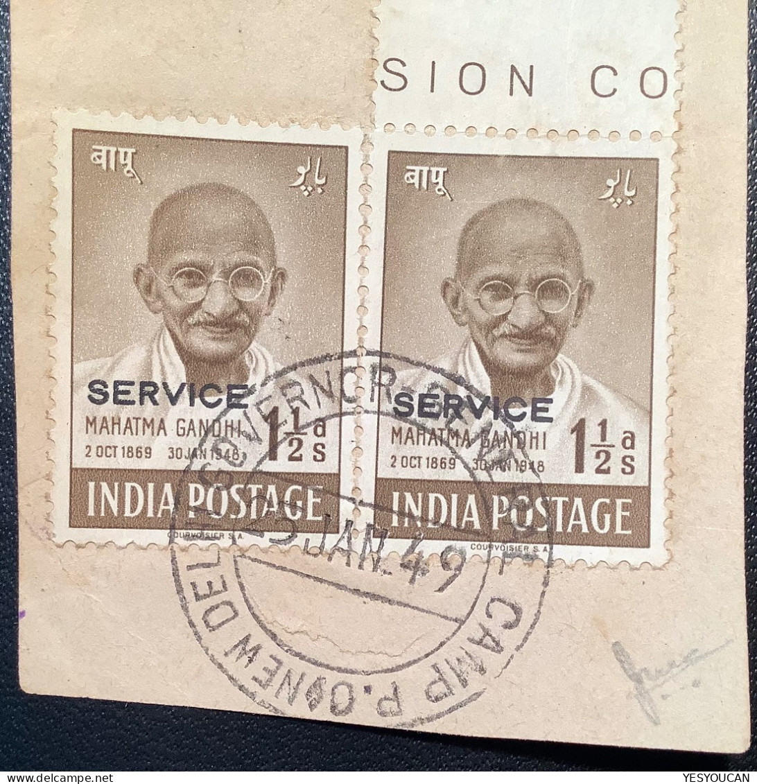 1948 Gandhi SERVICE Overprint In RARE VF QUALITY 1 1/2a (SG O150a) Cds GOVERNOR GENERAL CAMP P.O NEW DELHI (India Used - Official Stamps