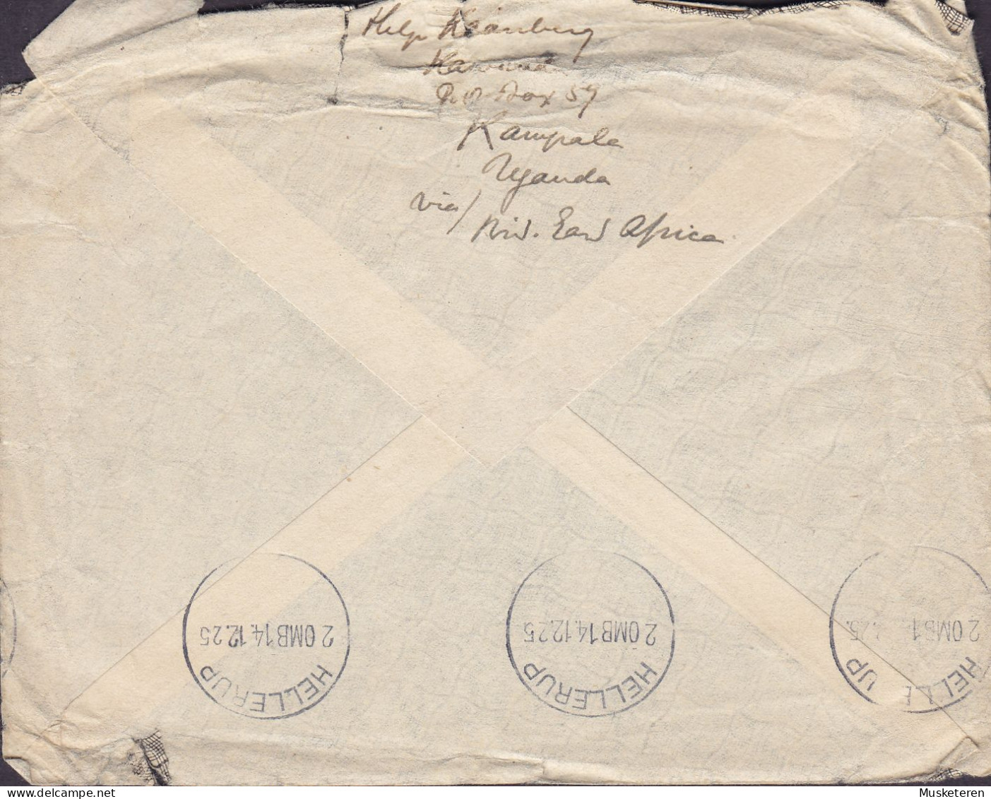 Kenya & Uganda KAMPALA 1925 Cover Brief Lettre Via British East Africa To Strandvejen 112, HELLERUP (Arr.) Denmark - Kenya & Oeganda