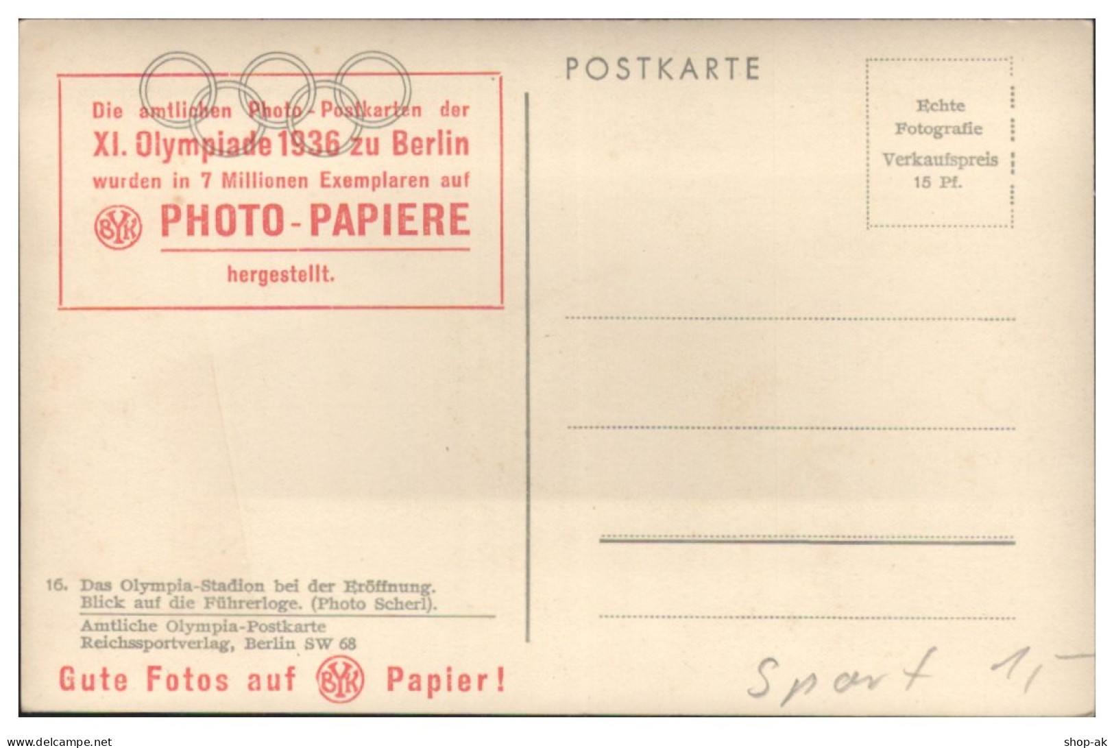 V6027/ Eröffnung Der Olympiade 1936 Berlin  Führerloge Adof Hitler Foto AK  - Juegos Olímpicos