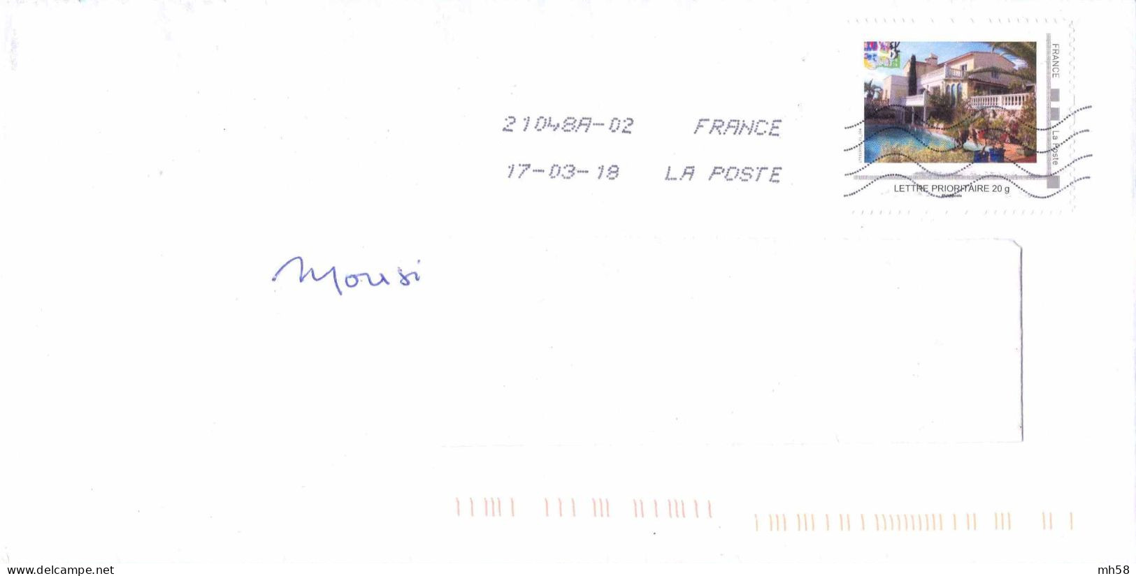 FRANCE - MonTimbraMoi Villa Avec Piscine Sur Enveloppe De 2018 - Lettre Prioritaire 20g - Storia Postale