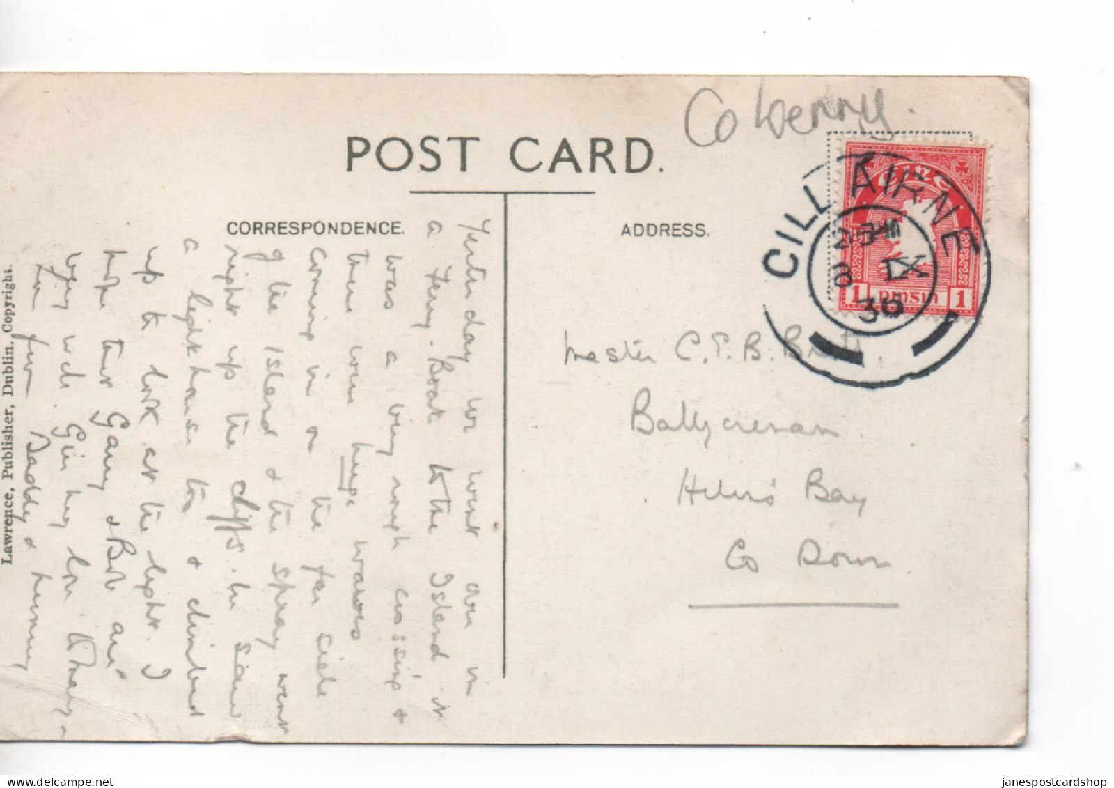 VALENCIA HARBOUR  - CO. KERRY - IRELAND - WITH GOOD CILLAIRNE POSTMARK - Kerry