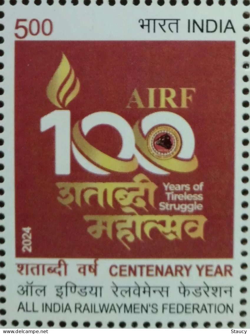 India 2024 Centenary All India Railwaymen's Federation Rs.5 Full Sheet Of 45 Stamp MNH As Per Scan - Nuevos