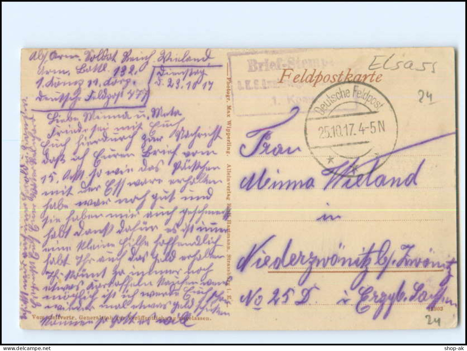 XX009864/ Gelshofen Elsaß  Westl. Kriegsschauplatz AK 1917 - Elsass